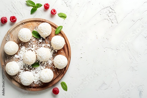 Plate of tasty Rosgolla with on white background. photo