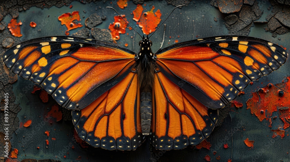 Intricate patterns on a monarch butterfly’s wings