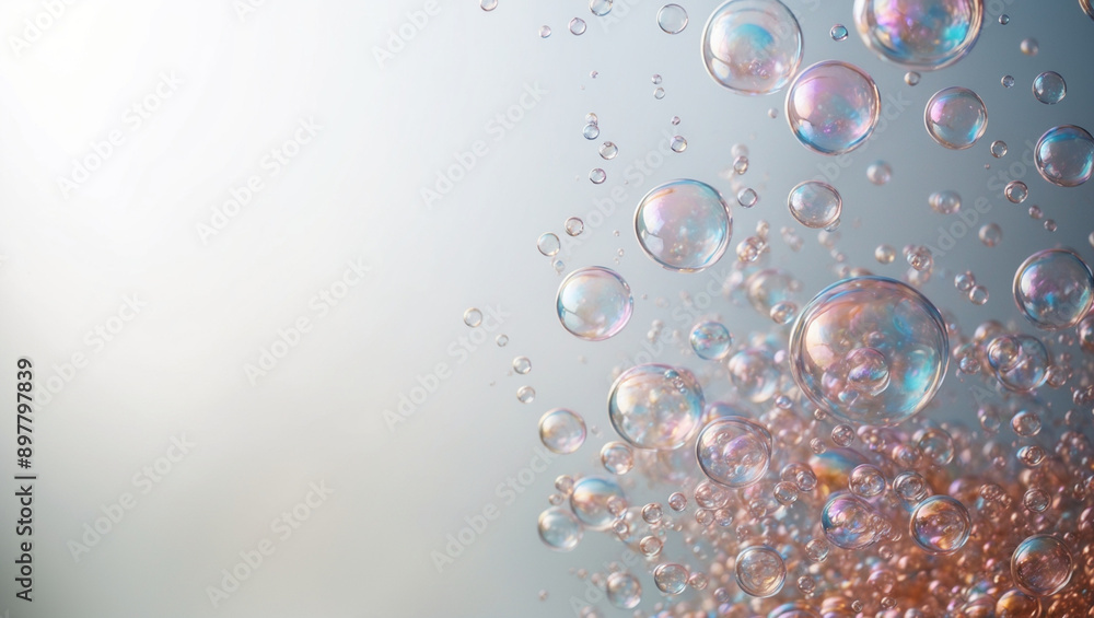 Fototapeta premium Iridescent Soap Bubbles Floating In Air