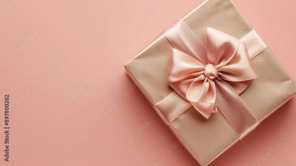 Elegant Gift Box with Pink Ribbon and Bow on a Delicate Pink Background. Elegant Gift Box with Pink Ribbon and Bow on a Delicate Pink Background.