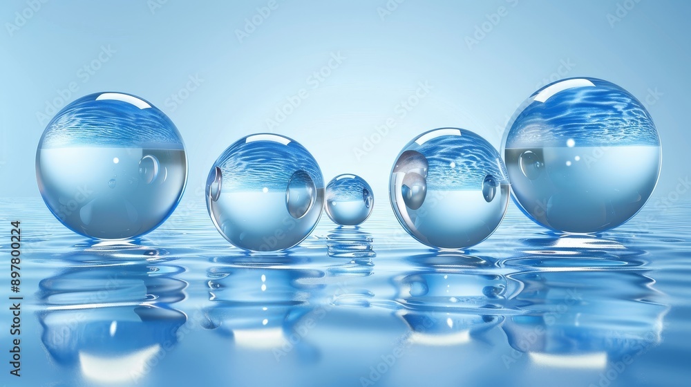 Reflection of water droplets floating in tranquil lake. Reflection of water droplets floating in tranquil lake.