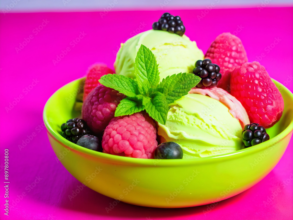 ice cream with berries ice cream with berries