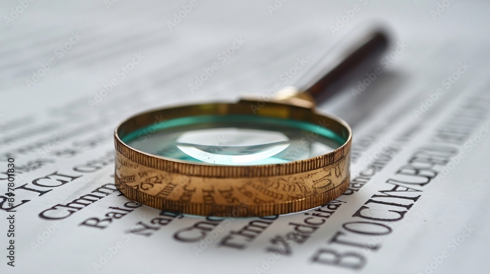 3D magnifying glass over a document on a white background 3D magnifying glass over a document on a white background