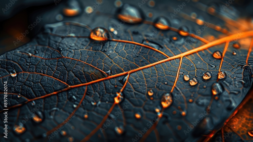 Macro shot of a leaf showing veins and texture