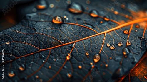 Macro shot of a leaf showing veins and texture