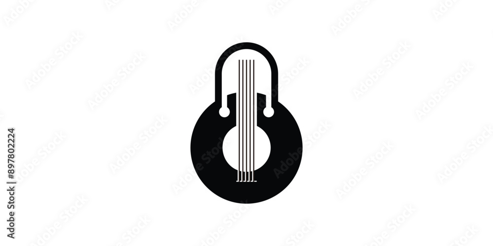 guitar and padlock logo design, security, lock, key, music, instrument symbol logo design, icon, vector, creative, idea. guitar and padlock logo design, security, lock, key, music, instrument symbol logo design, icon, vector, creative, idea.