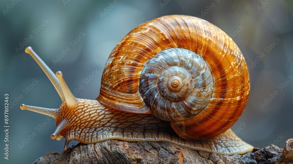 Macro shot of a snail's shell showing its spiral pattern