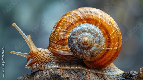 Macro shot of a snail's shell showing its spiral pattern