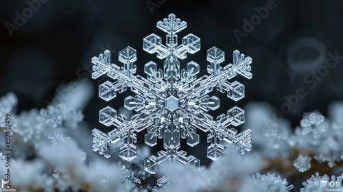 Obraz na płótnie Macro shot of a snowflake showing its unique structure w salonie
