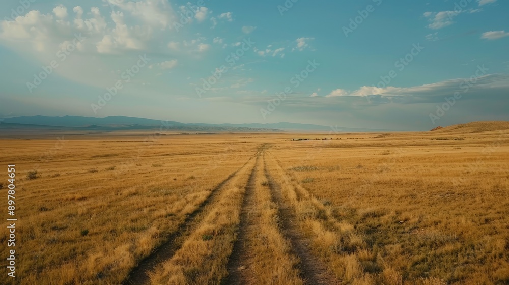 Marvel at the expansive beauty of a steppe landscape, capturing the vast, open plains from above. Marvel at the expansive beauty of a steppe landscape, capturing the vast, open plains from above.