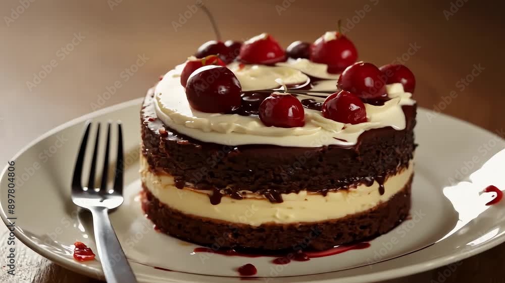 Black Forest Cake with Cherries and Cream with Ai generated.
Black Forest Cake with Cherries and Cream with Ai generated.