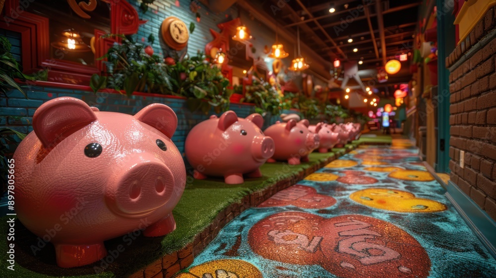 Obraz premium Piggy Bank Pathway