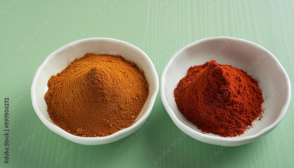 Red ground paprika and paprika powder in a bowl on the table Red ground paprika and paprika powder in a bowl on the table
