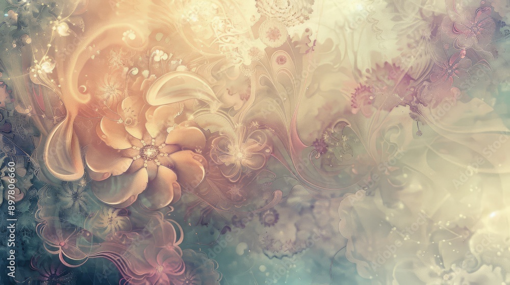 Ethereal abstract floral art with soft pastels, swirls, and intricate patterns for a sense of beauty and tranquility Ethereal abstract floral art with soft pastels, swirls, and intricate patterns for a sense of beauty and tranquility