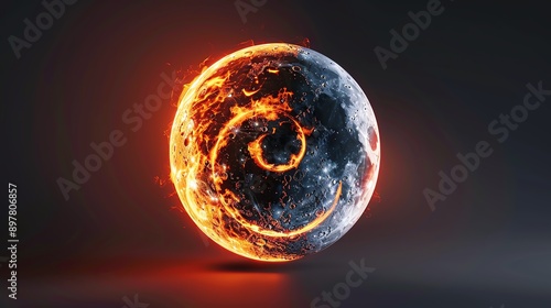 A sun and moon combined in a yinyang style photo