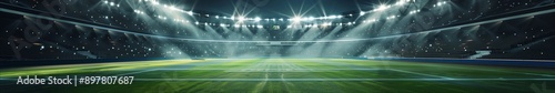 Dynamic Soccer Stadium Scene: Sports Arena Captures the Thrill of Football Matches, Perfect for Sports Enthusiasts and Event Promotion Backdrops. photo