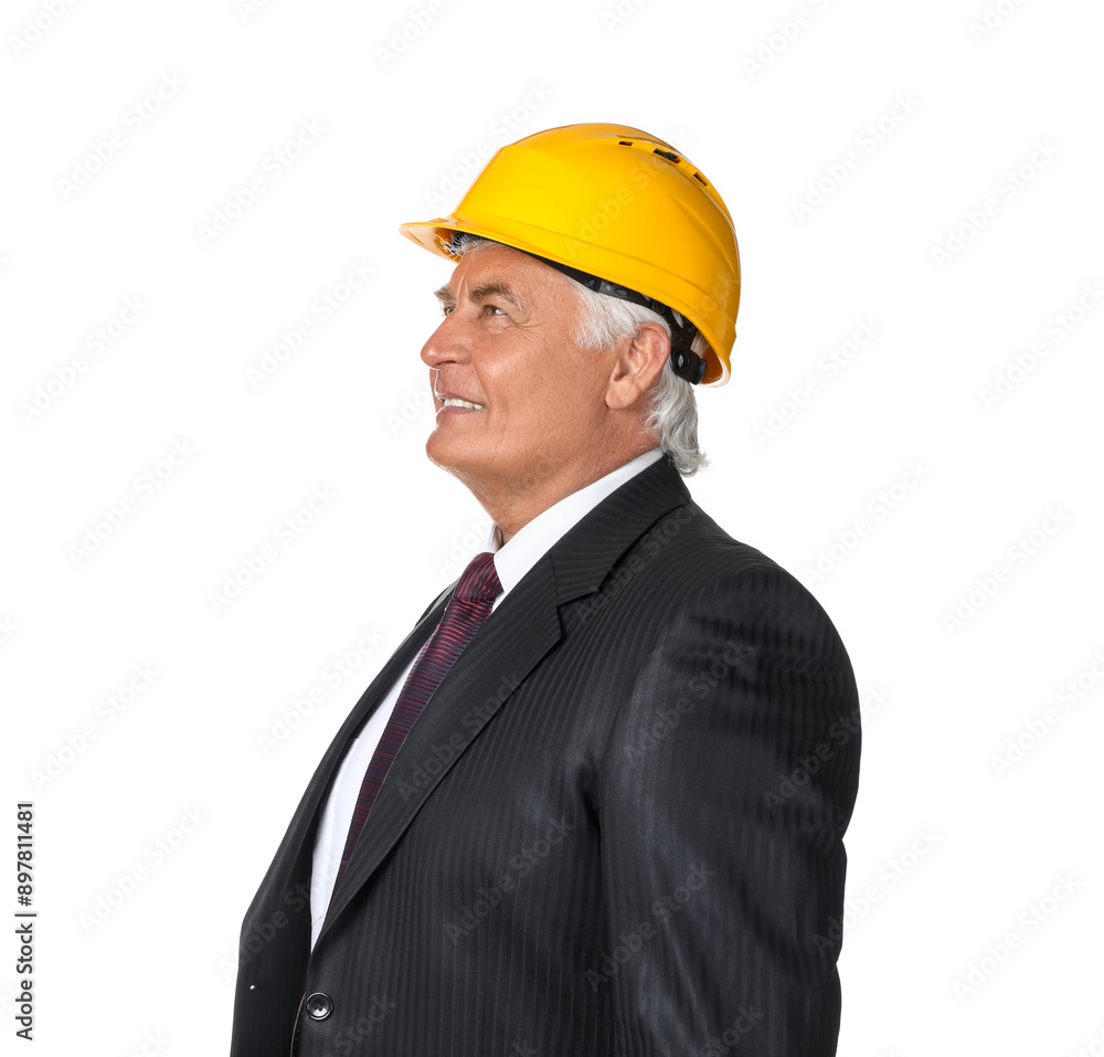 Engineer in hard hat on white background Engineer in hard hat on white background