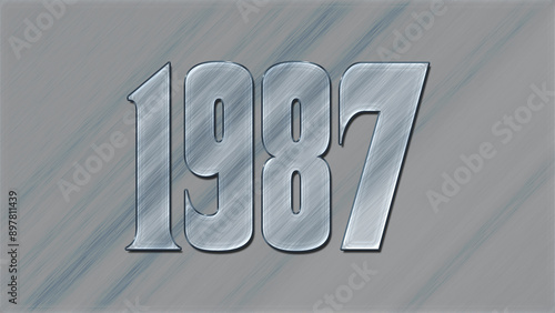 3D Glass effect number design of 1987, glassy background.