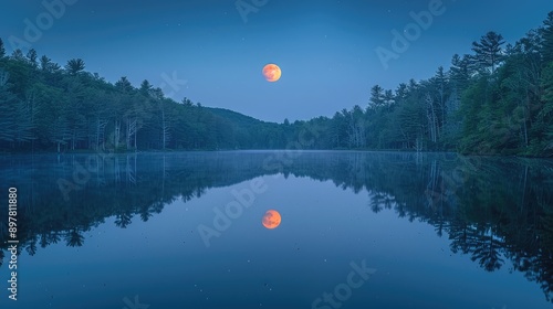 Obraz na płótnie Photograph a reflection of the moon on a calm lake. w salonie