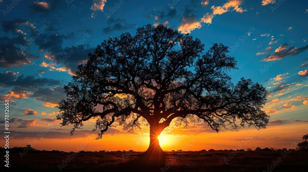 Photograph a silhouette of a tree against the sky