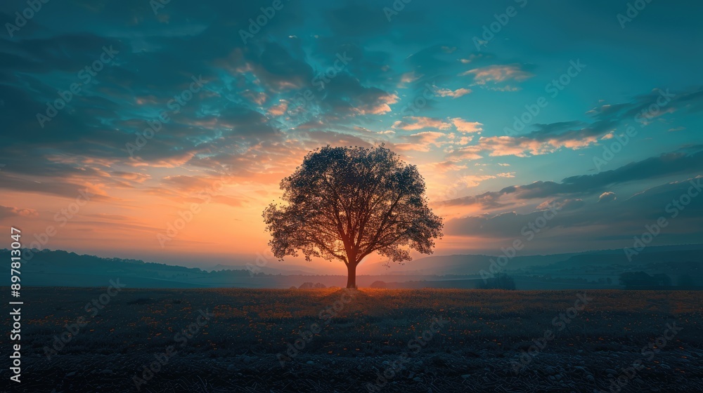 Photograph a silhouette of a tree against the sky