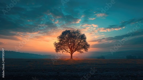 Obraz na płótnie Photograph a silhouette of a tree against the sky w salonie