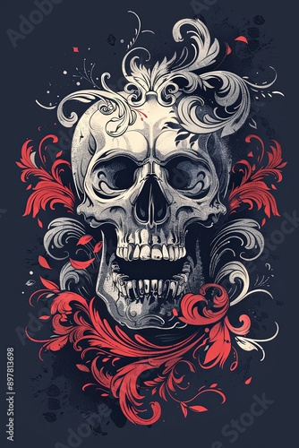 Skull with Floral Design