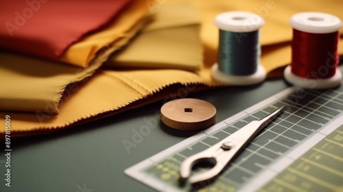 Wallpaper Mural Sewing Supplies on Green Surface Torontodigital.ca