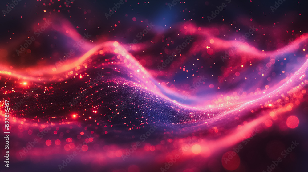 A purple and red wave with a lot of sparkles A purple and red wave with a lot of sparkles