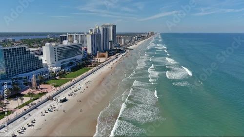 Daytona Beach Aerial Coastline Fly Back north view