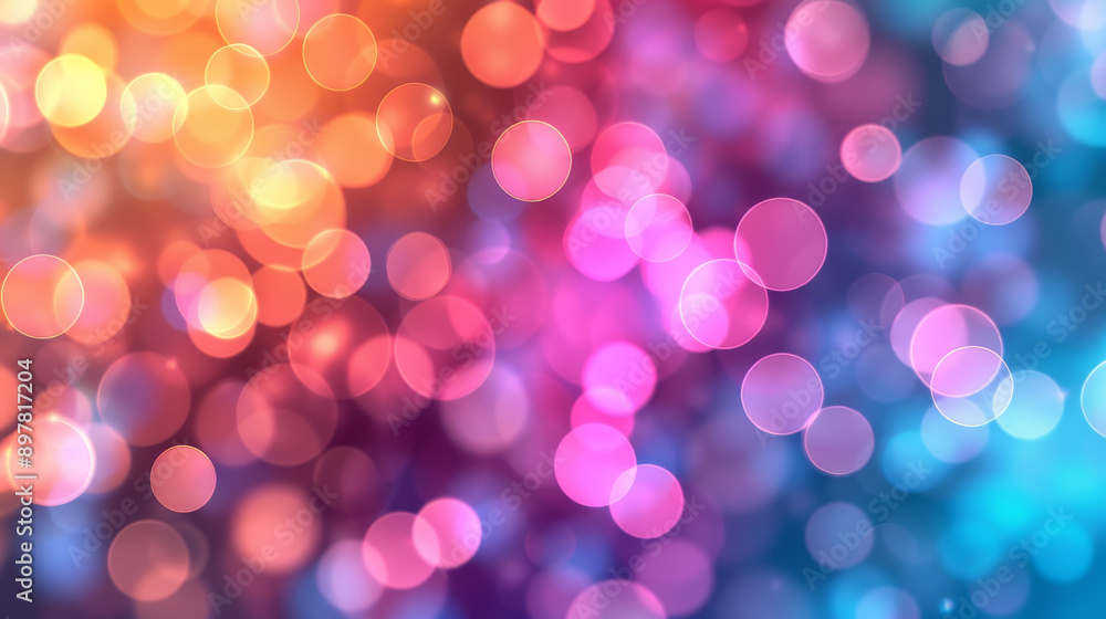 Fototapeta premium A vibrant abstract background featuring colorful bokeh lights, creating a dreamy and festive atmosphere for various designs.