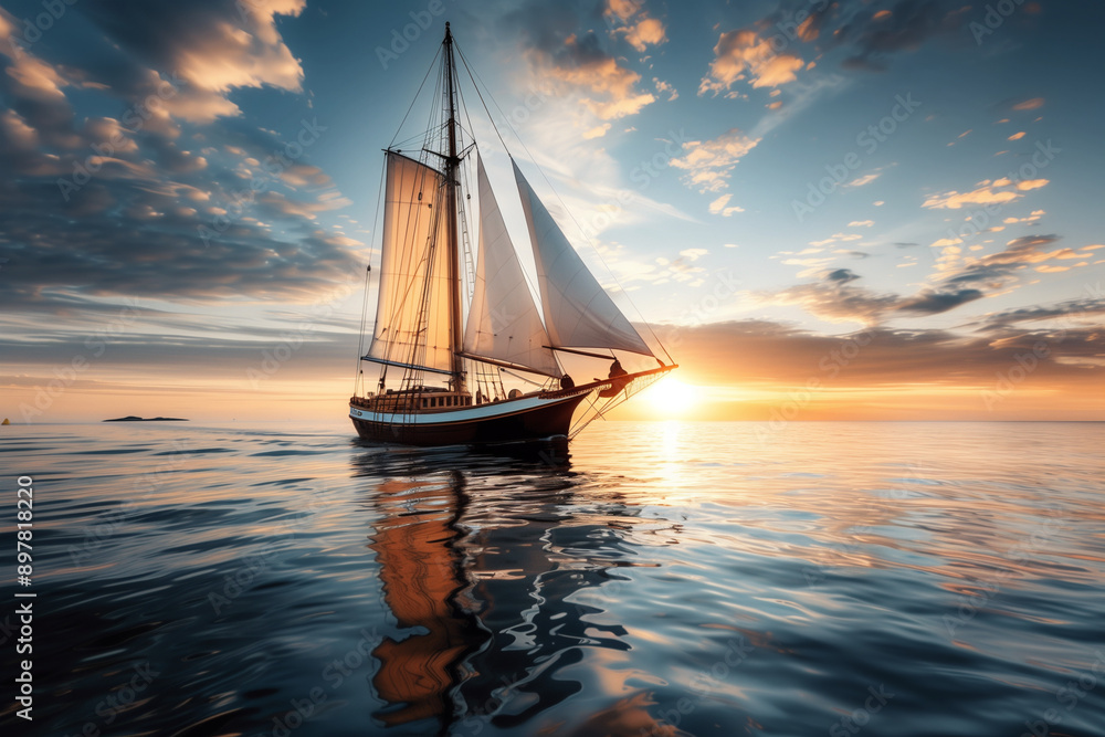 sailing boat at sunset sailing boat at sunset