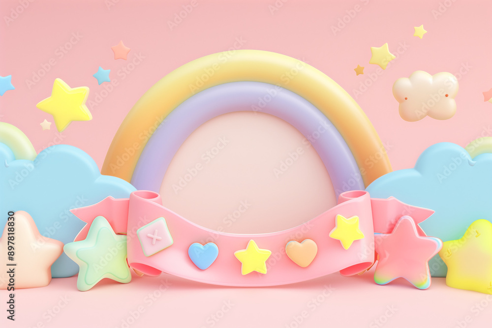 Fun high-resolution 3D badge for microstock usage with a whimsical children's theme Fun high-resolution 3D badge for microstock usage with a whimsical children's theme