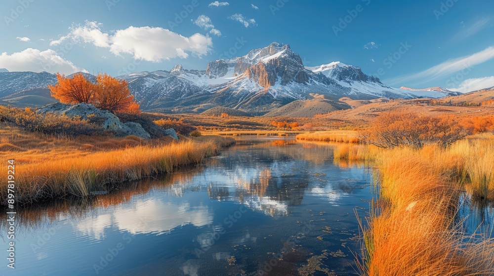River valley with warm reflections