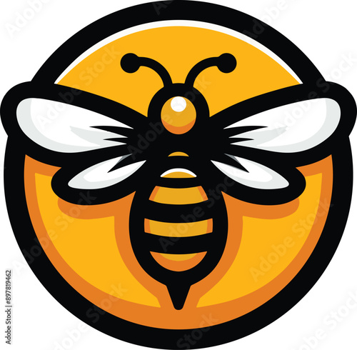 Golden honey bee logo illustrations 