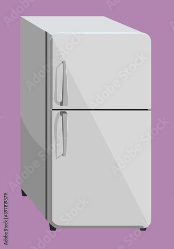 vector illustration of a gray refrigerator