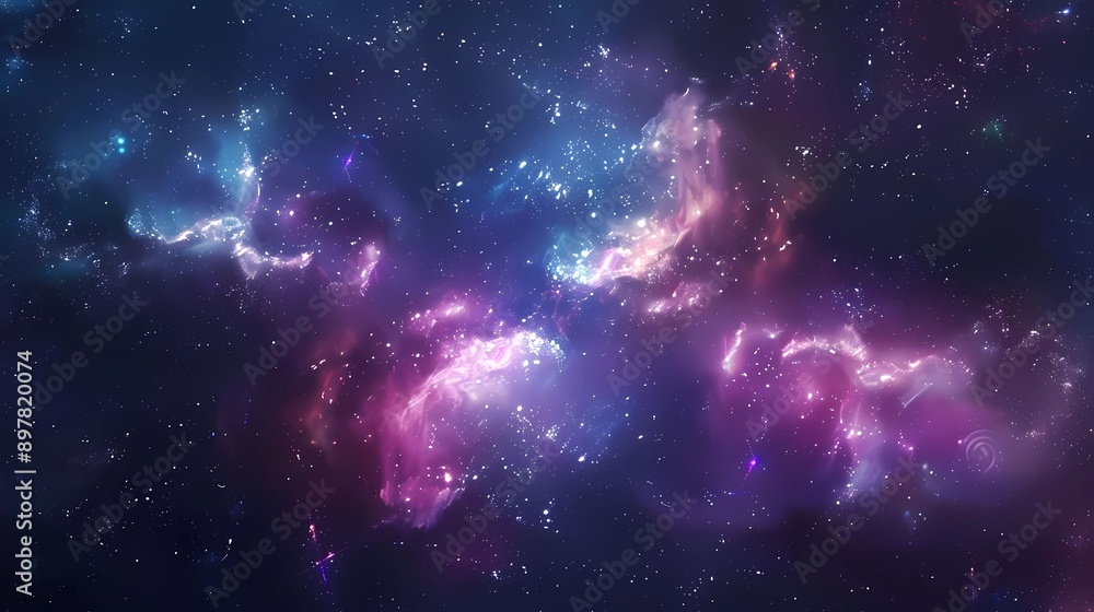 Naklejka premium Cosmic Nebula with Stars.