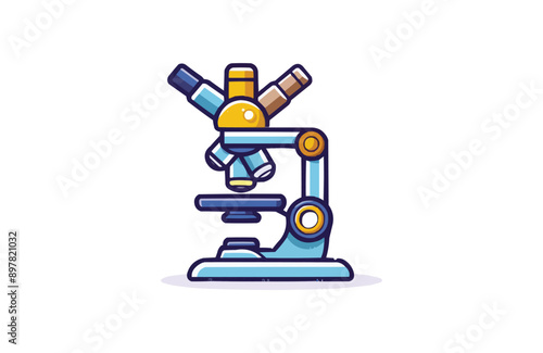 Microscope icon isolated on white background. Beautiful color microscope icon.