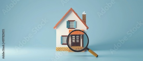 Wallpaper Mural Home under inspection with a magnifying glass, ideal for visuals related to the concept of finding a place to live Torontodigital.ca