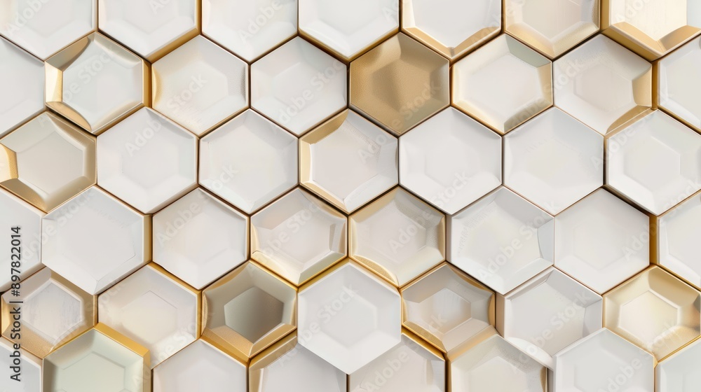 White and Gold Hexagon Pattern White and Gold Hexagon Pattern