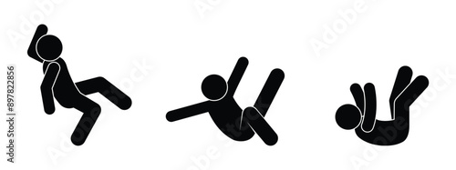 sticks figure falling man, icon fall