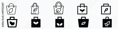Eco Bag icon. Leaf shopping bag icon. eco packaging icon, Eco bag design concept from Ecology collection.