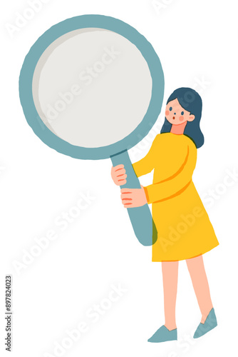 虫眼鏡を持つ女性 人物
