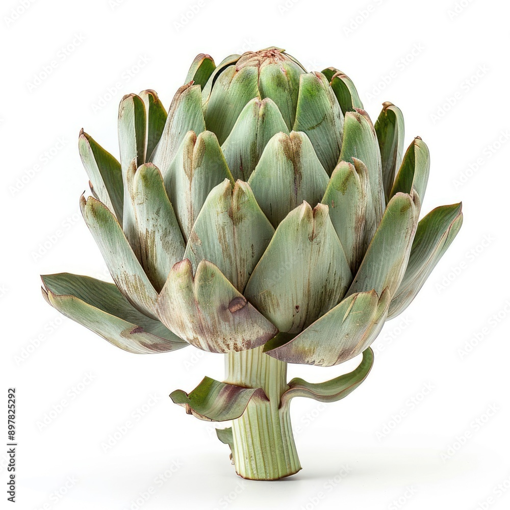 a large artichoke on a white background a large artichoke on a white background
