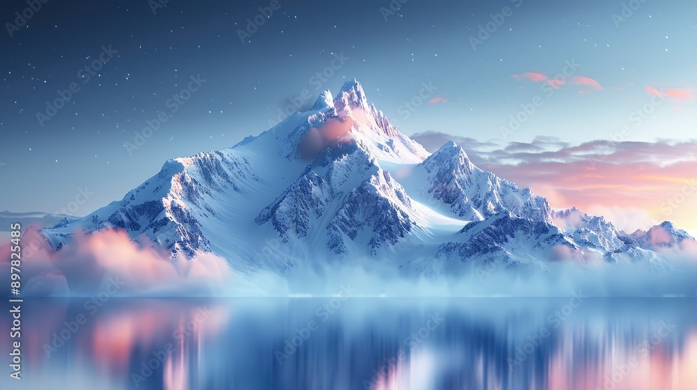Blurred snowy mountain peak
