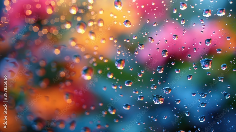 Shoot a close-up of raindrops on a window reflecting the outside world.