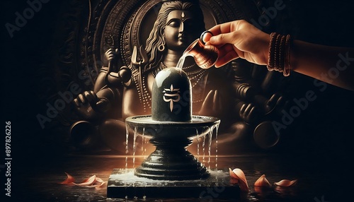 Jalabhishek of Lord shiva in the morning photo