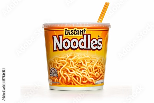Isolated Instant Noodles Cup Product Package Image on Blank White Generative Illustration