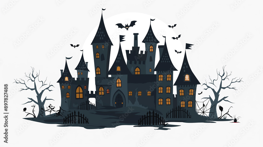 Chilling Halloween Castle and Haunted House Clipart Chilling Halloween Castle and Haunted House Clipart