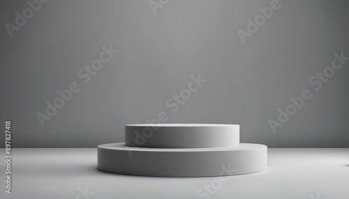 Minimal podium for product display stand pedestal studio gray color background 3d rendering